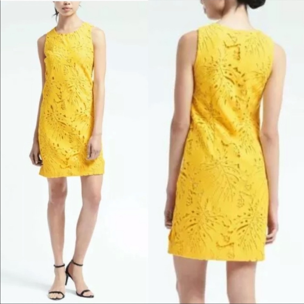 Banana Republic Yellow Lace Dress (Size 00/0-XXS/XS)